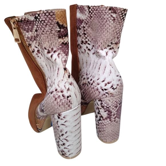 [H417] Brown Suede Snakeskin Boots, Size 37 - Picture 6 of 11